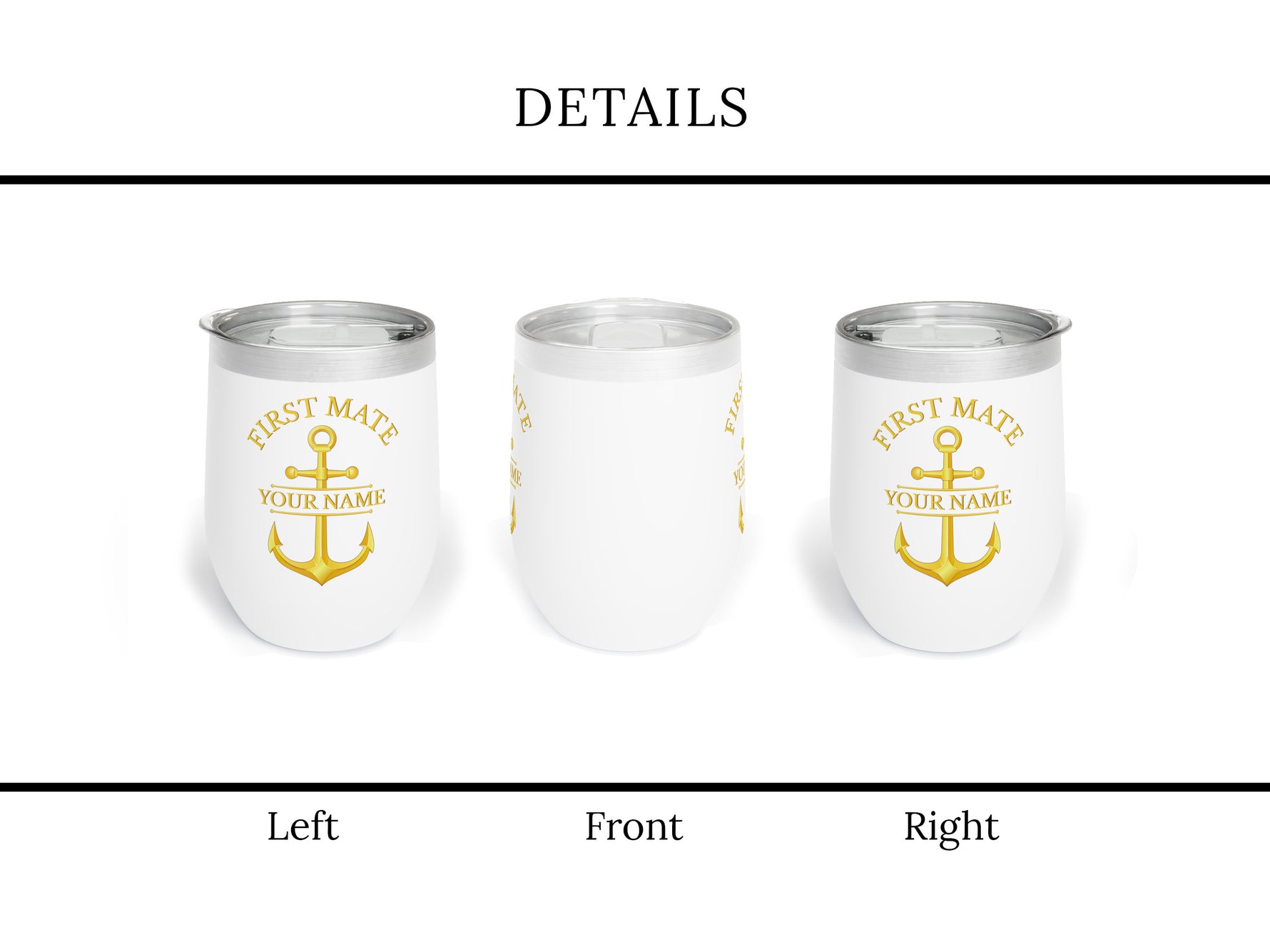 Custom Anchor Wine Tumbler, Nautical Gift, Boat Tumbler, Captain First Mate Crew