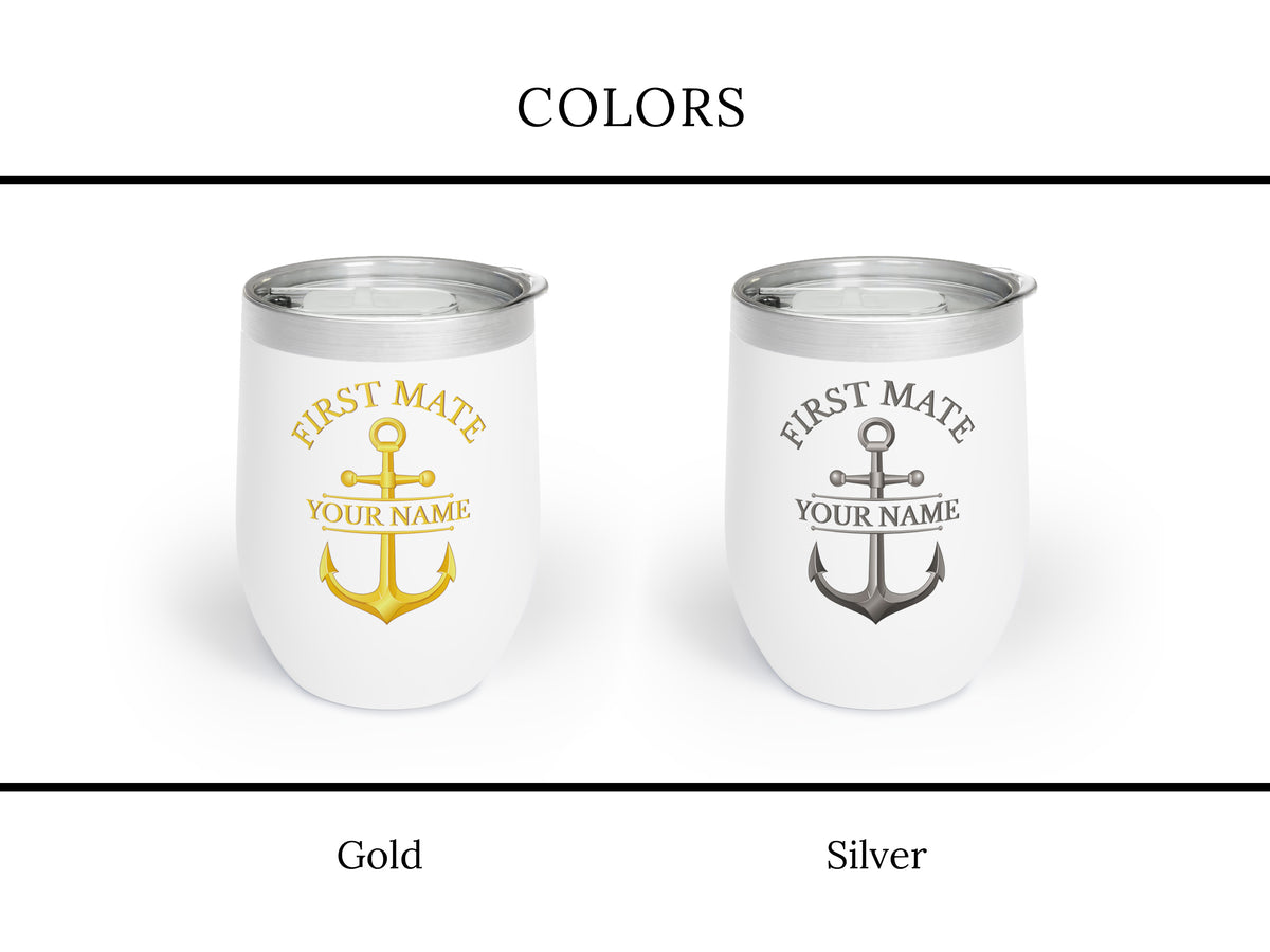 Custom Anchor Wine Tumbler, Nautical Gift, Boat Tumbler, Captain First Mate Crew