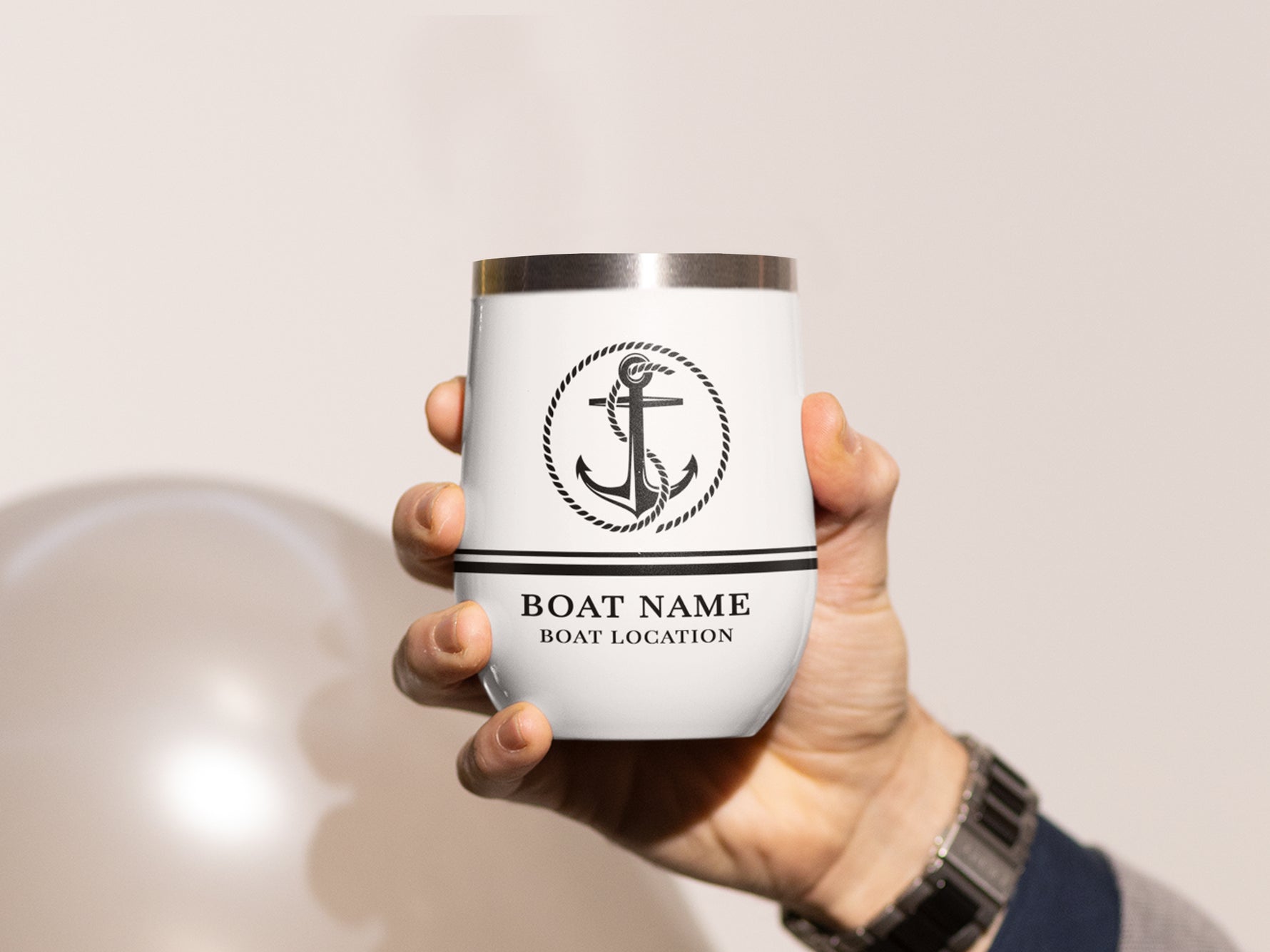 Boat Wine Tumbler, Custom Yacht Tumbler, Boat Name Gift, Captain First Mate Crew