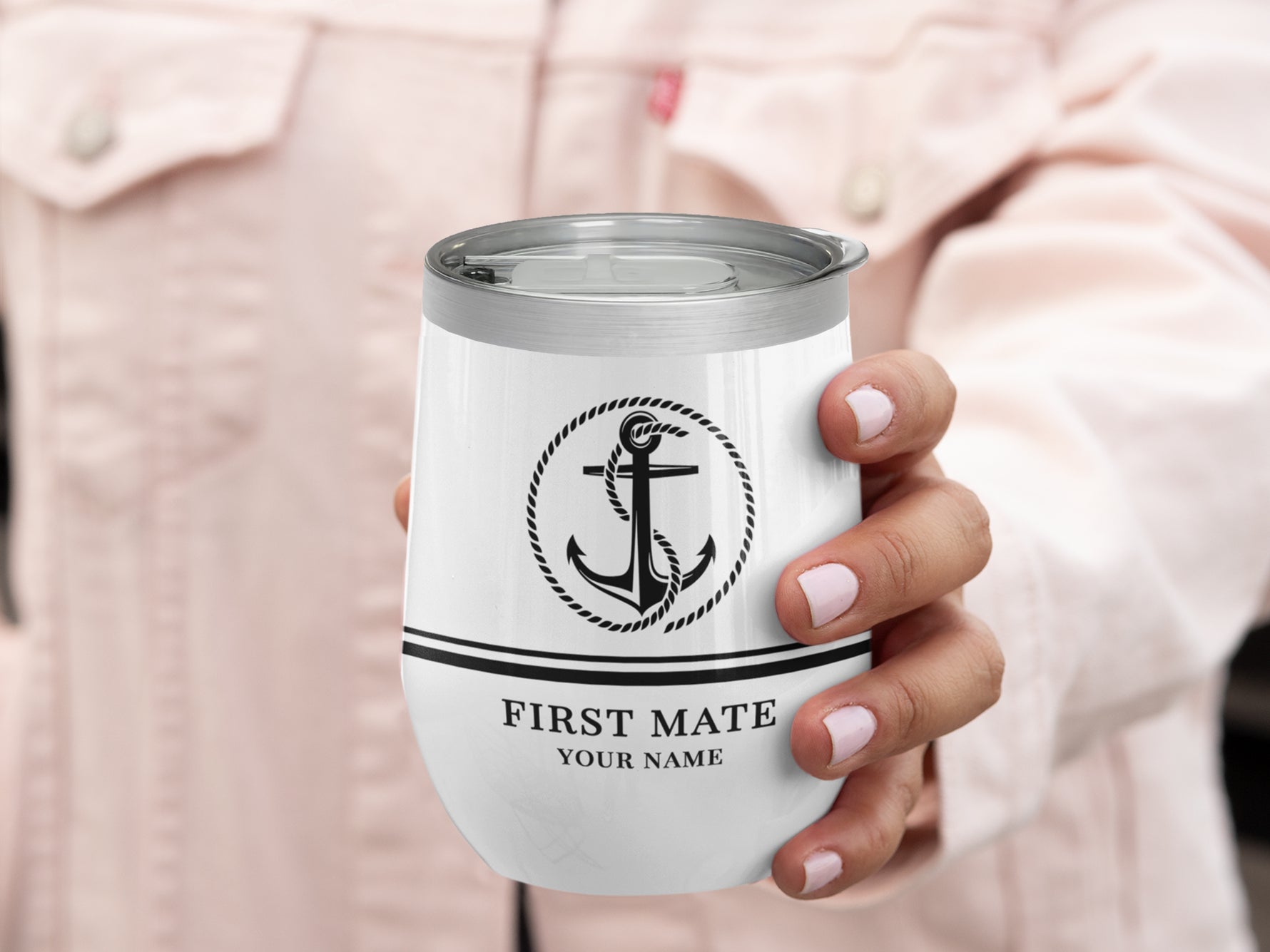 Boat Wine Tumbler, Custom Yacht Tumbler, Boat Name Gift, Captain First Mate Crew