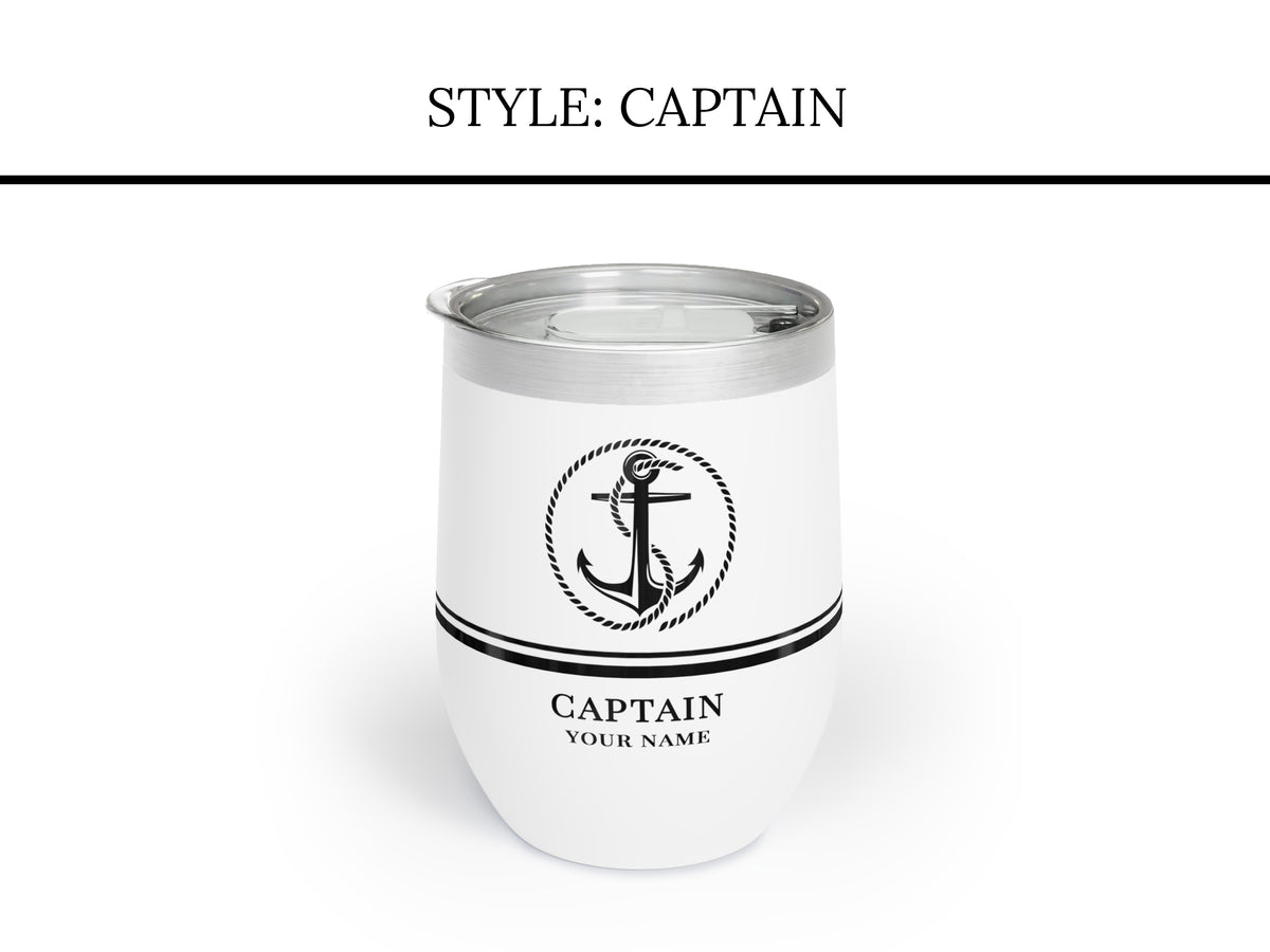 Boat Wine Tumbler, Custom Yacht Tumbler, Boat Name Gift, Captain First Mate Crew