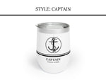 Boat Wine Tumbler, Custom Yacht Tumbler, Boat Name Gift, Captain First Mate Crew