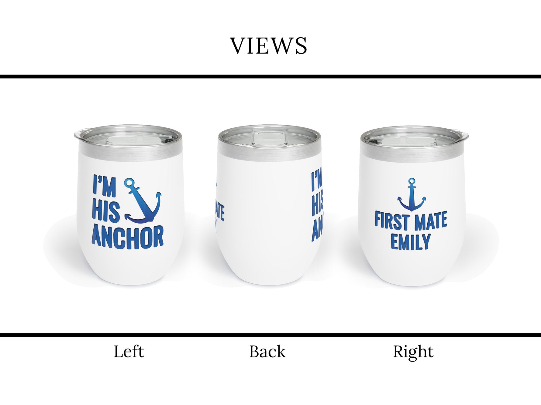 Boat Wine Tumbler, Custom Boat Couple Gift, Sailing Couple Gift, Anchor Wine Tumbler, Nautical Boat Gift