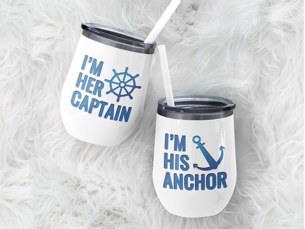 Boat Wine Tumbler, Custom Boat Couple Gift, Sailing Couple Gift, Anchor Wine Tumbler, Nautical Boat Gift