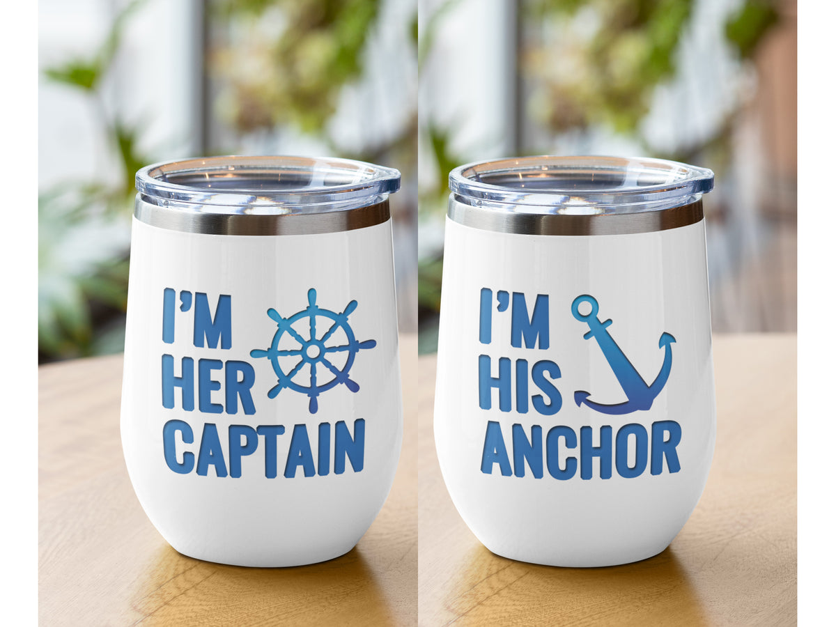 Boat Wine Tumbler, Custom Boat Couple Gift, Sailing Couple Gift, Anchor Wine Tumbler, Nautical Boat Gift