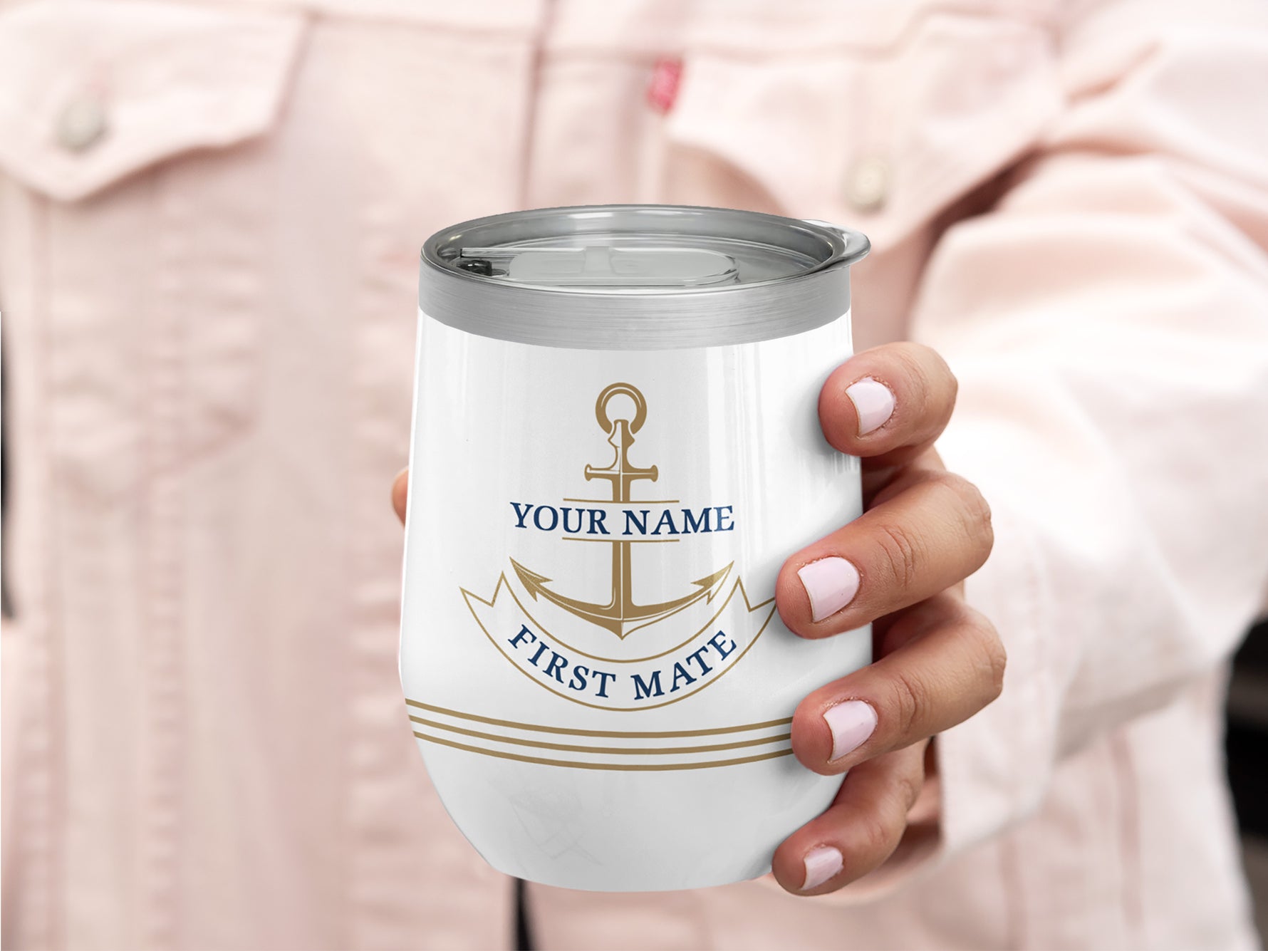 Boat Gifts Personalized, Boat Wine Tumbler, Nautical Insulated Wine Tumbler