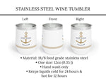 Boat Gifts Personalized, Boat Wine Tumbler, Nautical Insulated Wine Tumbler