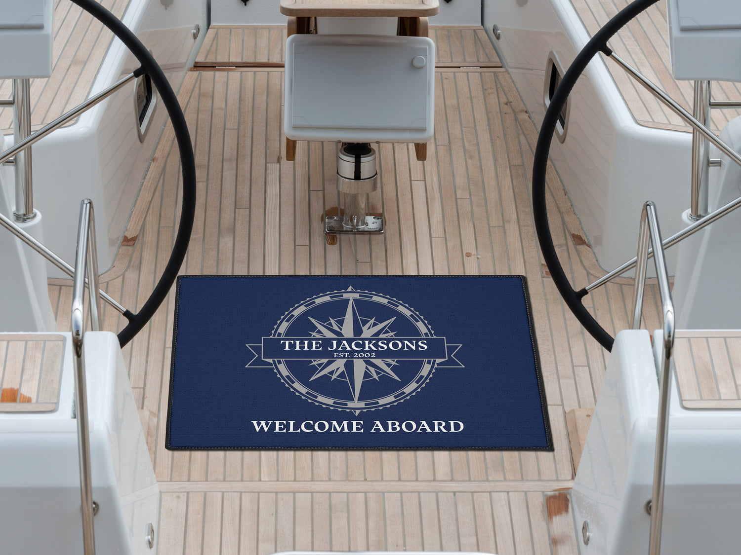 Family Boat Gift, Welcome Aboard Mat, Nautical Boat Accessories, Lake House Gift