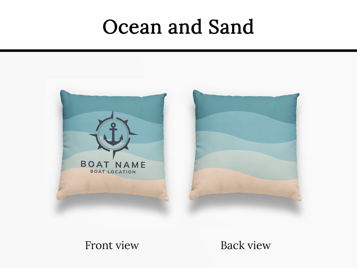 Custom Outdoor Boat Pillow, Anchor Boat Name Cushion, Yacht Outdoor Decor