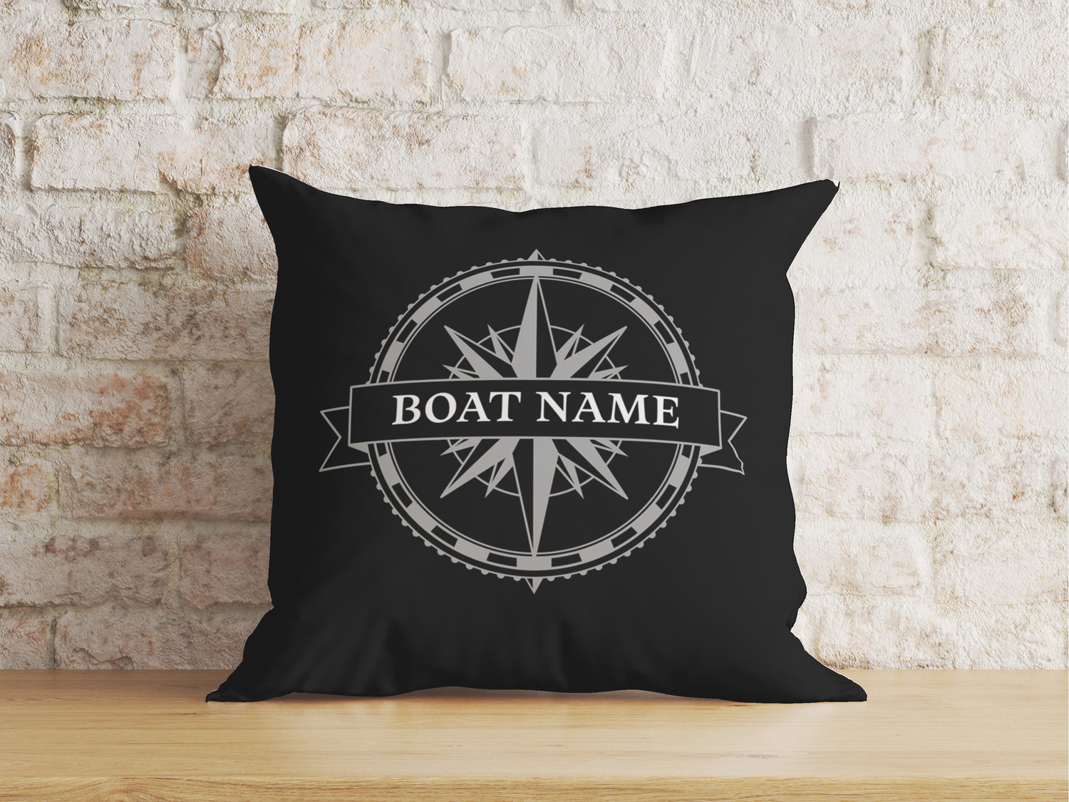 Boat Pillow, Nautical Cushion, Boat Gift, Compass Pillow, Coastal Pillow, Boating Decor