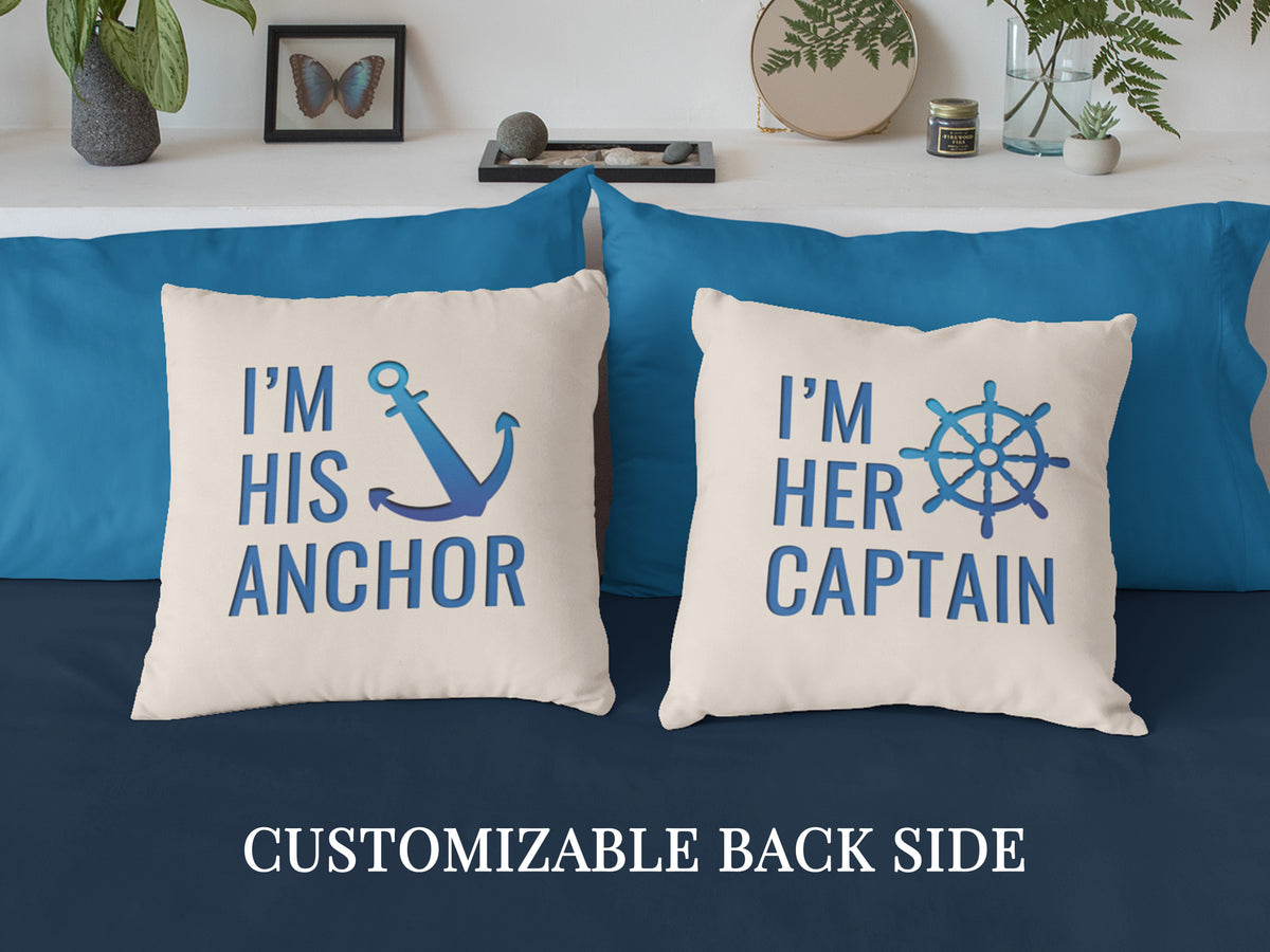 Boat Wedding Gift, Boat Couple Gift, Anchor Pillow, Valentines Cushion, Boat Bedding