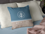 Boat Pillow, Blue Anchor Cushion, Nautical Gift, Sailing Present, Yacht Gift for Men or Women