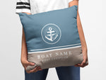 Boat Pillow, Blue Anchor Cushion, Nautical Gift, Sailing Present, Yacht Gift for Men or Women