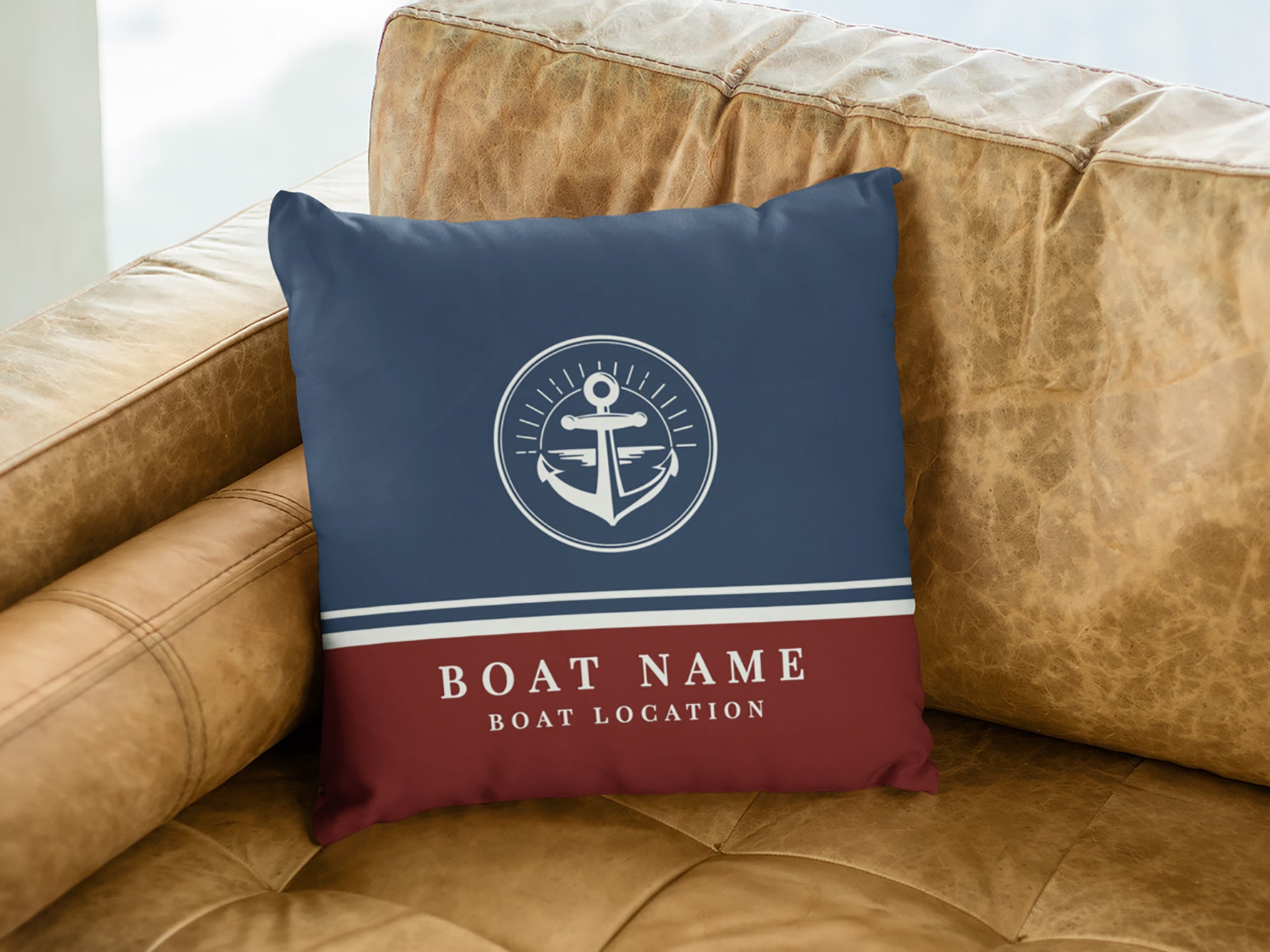 Boat Pillow, Blue Anchor Cushion, Nautical Gift, Sailing Present, Yacht Gift for Men or Women