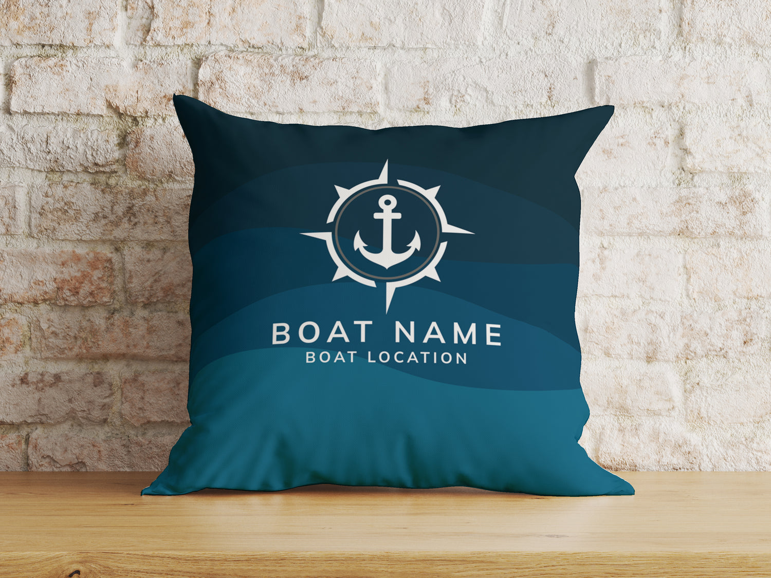 Custom Boat Name Pillow, Nautical Interior Lake House Pillow, Anchor Cushion, New Boat Gift for Yacht Owners