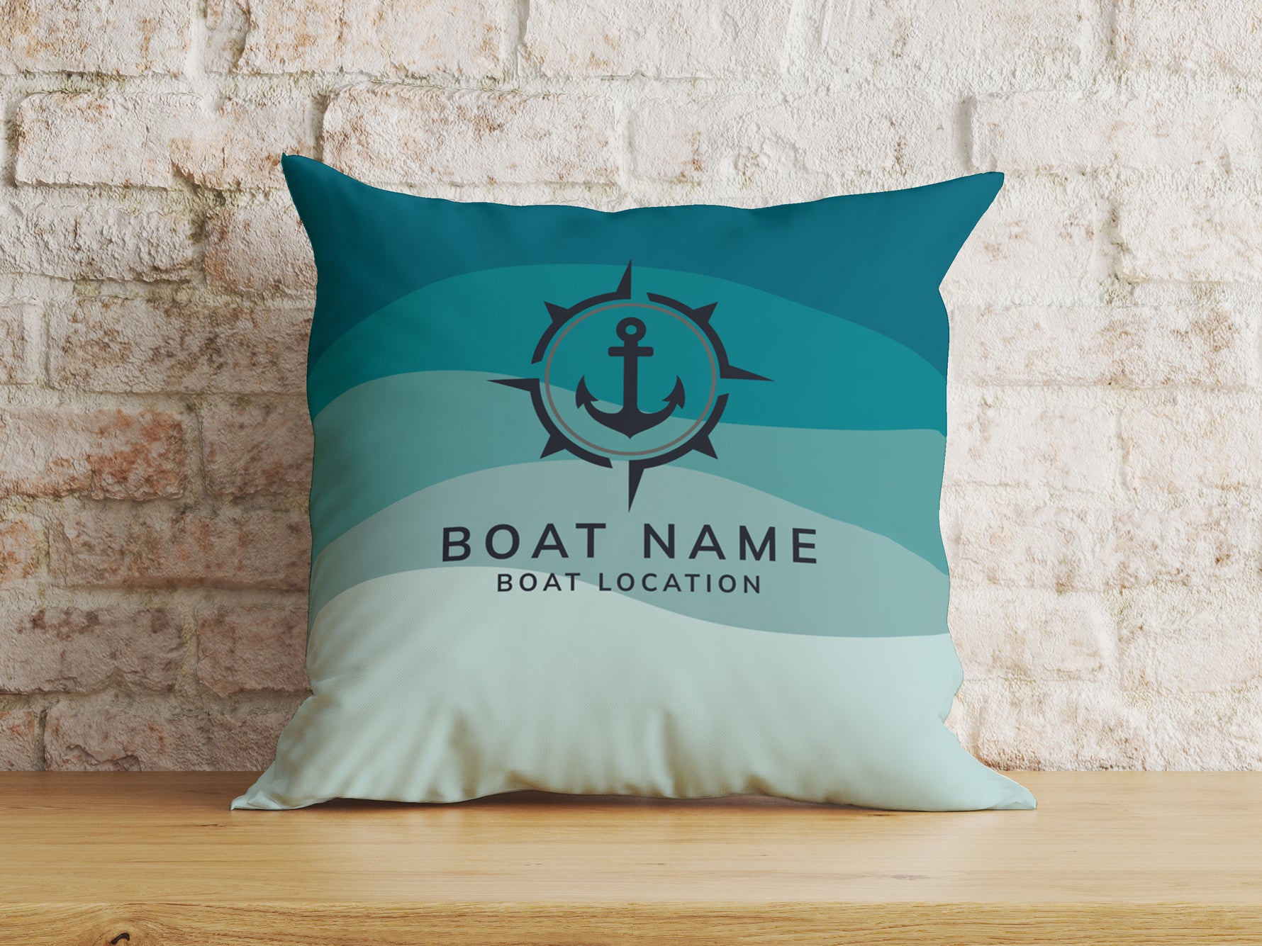 Custom Boat Name Pillow, Nautical Interior Lake House Pillow, Anchor Cushion, New Boat Gift for Yacht Owners