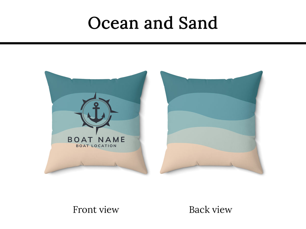 Custom Boat Name Pillow, Nautical Interior Lake House Pillow, Anchor Cushion, New Boat Gift for Yacht Owners