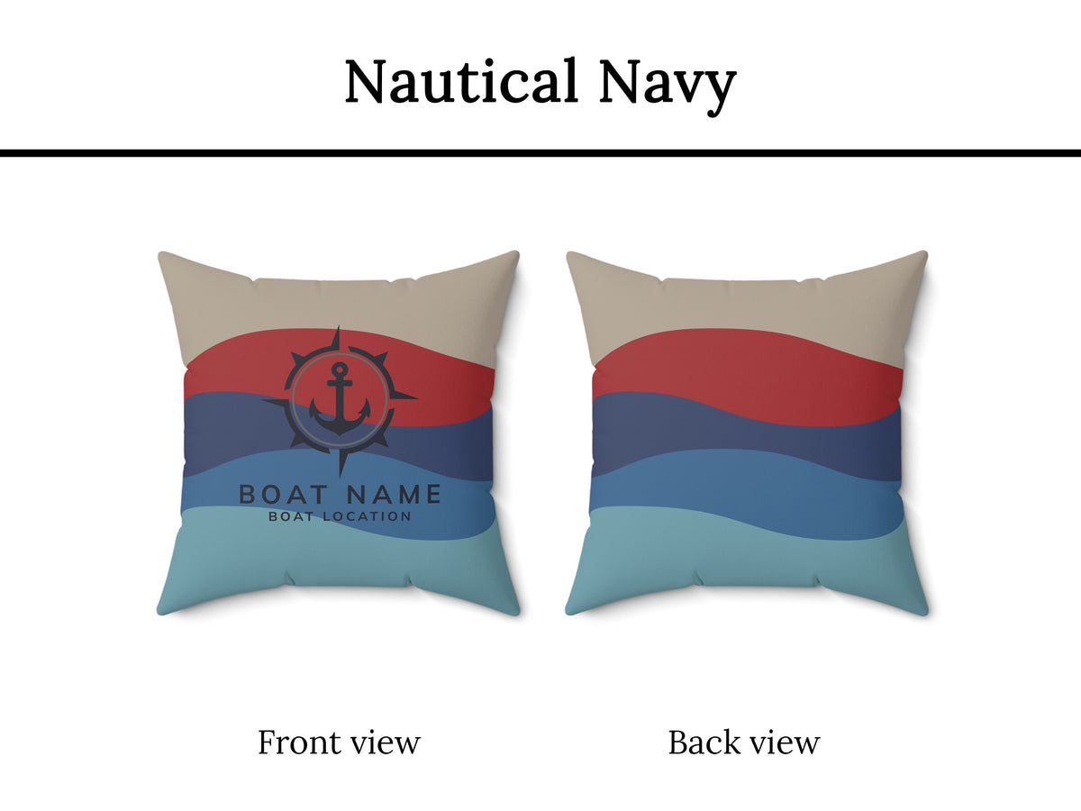 Custom Boat Name Pillow, Nautical Interior Lake House Pillow, Anchor Cushion, New Boat Gift for Yacht Owners