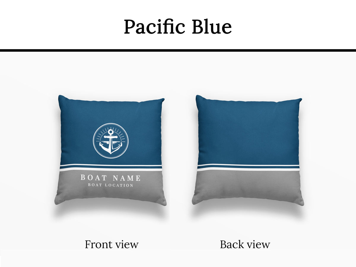 Boat Pillow, Blue Anchor Cushion, Nautical Gift, Sailing Present, Yacht Gift for Men or Women