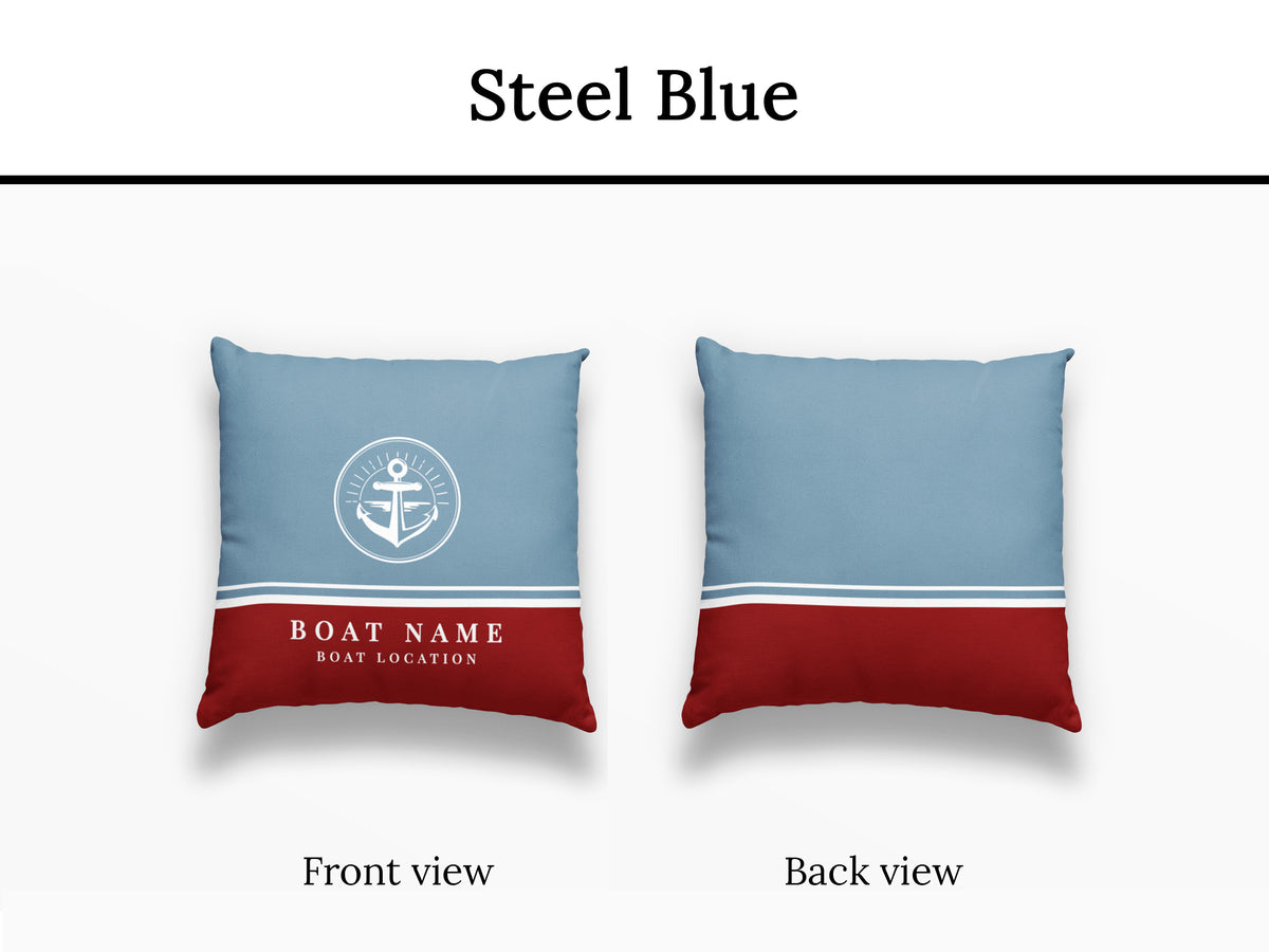 Boat Pillow, Blue Anchor Cushion, Nautical Gift, Sailing Present, Yacht Gift for Men or Women