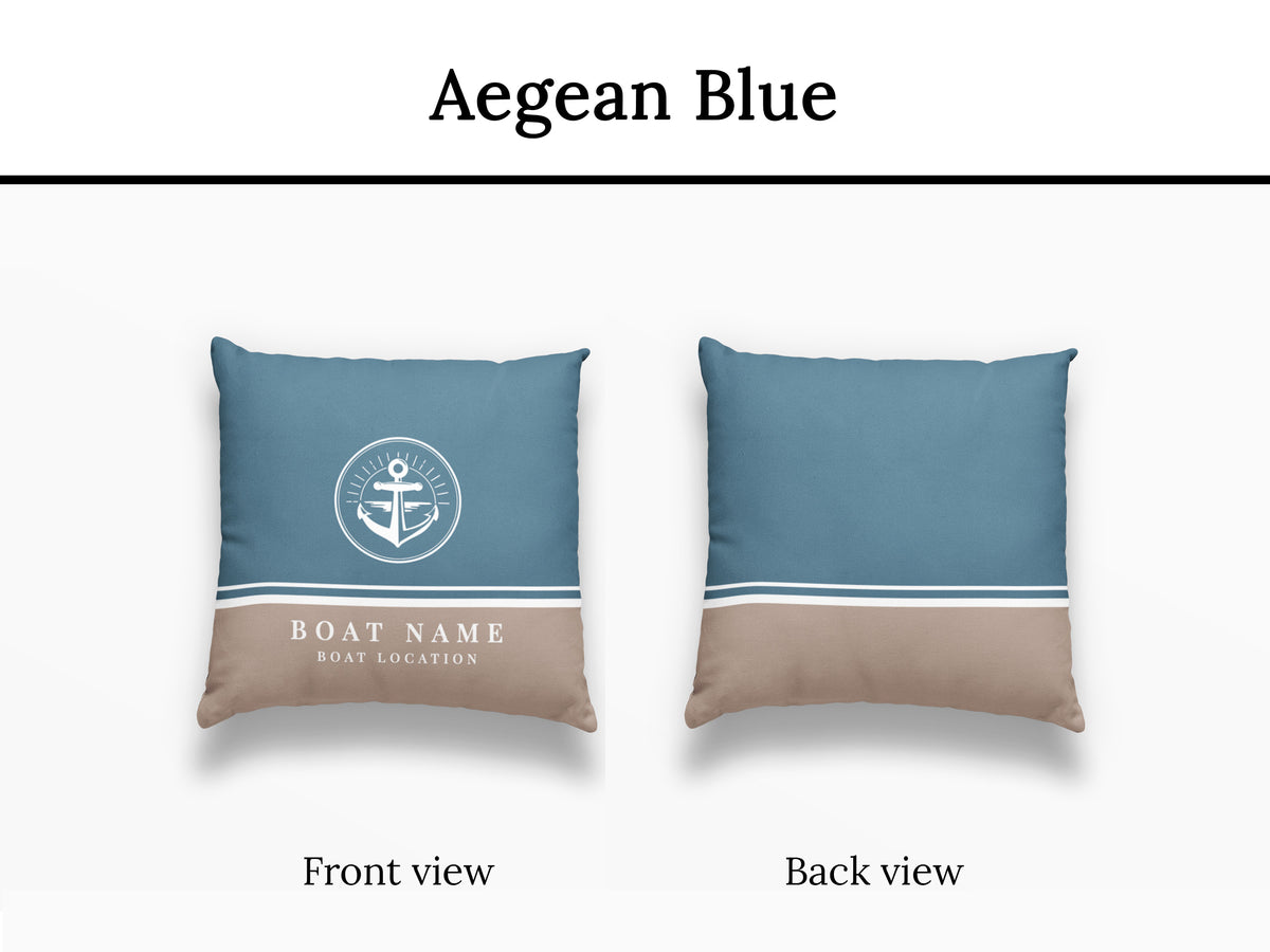 Boat Pillow, Blue Anchor Cushion, Nautical Gift, Sailing Present, Yacht Gift for Men or Women