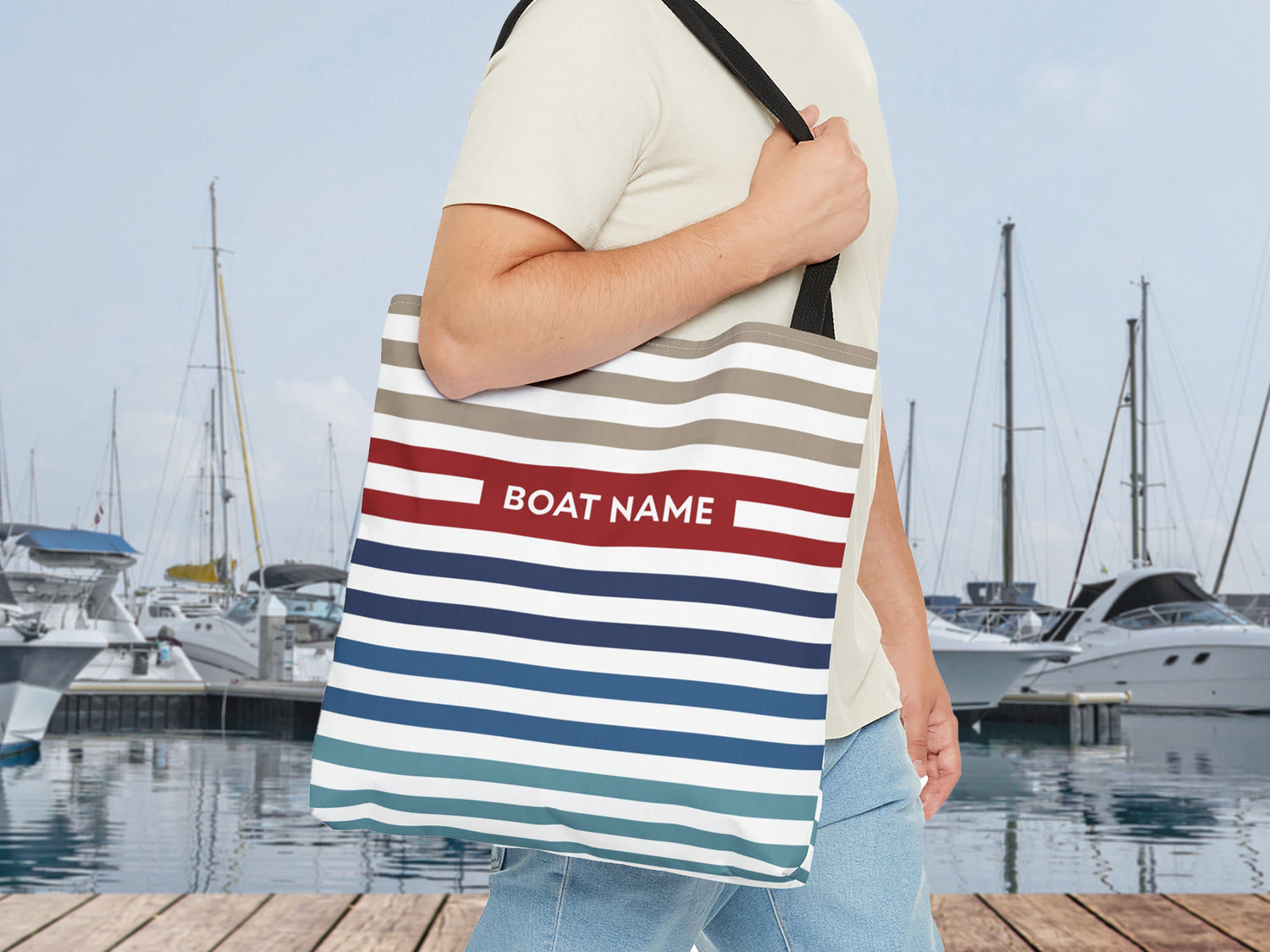 Boat Bag Personalized, Striped Tote Bag, Boat Gifts for Women, Custom Striped Bag, Large Beach Bag