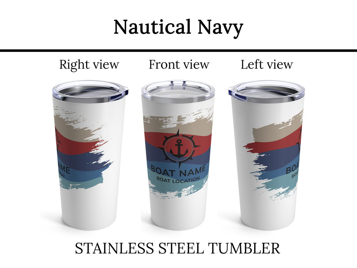 Custom Boat Tumbler, Captain Gift, Boat Gift for Mom, Nautical Insulated Mug