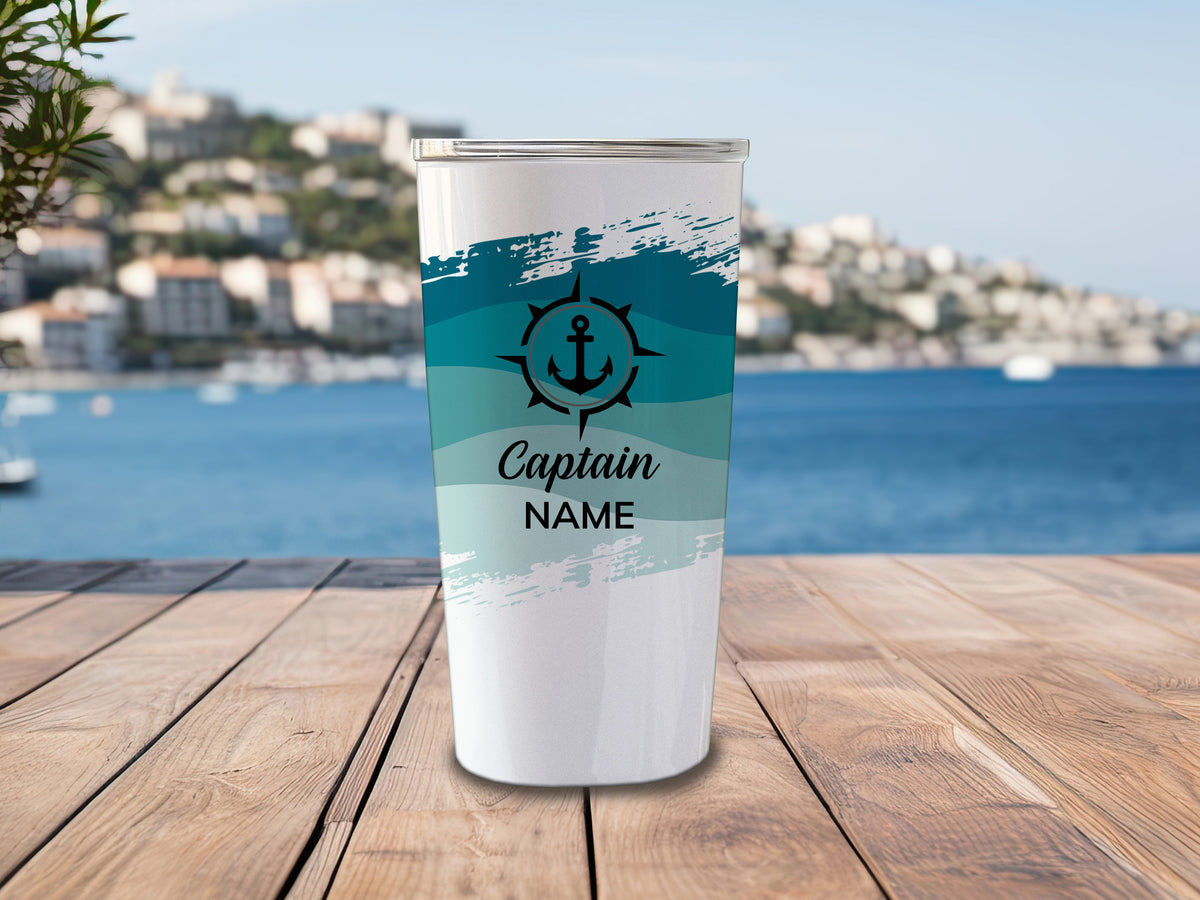 Custom Boat Tumbler, Captain Gift, Boat Gift for Mom, Nautical Insulated Mug