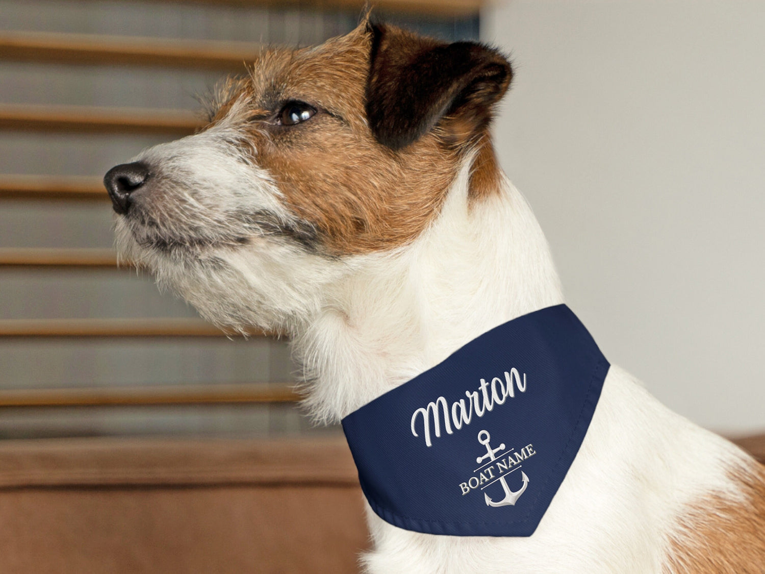 Nautical Collar Bandana, Boat Dog Bandana, Summer Dog Scarf, Over the Collar, Custom Dog Neckwear, Navy Dog Bandana